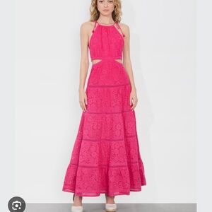 Alice + Olivia Vibrant Pink Lace Maxi Dress